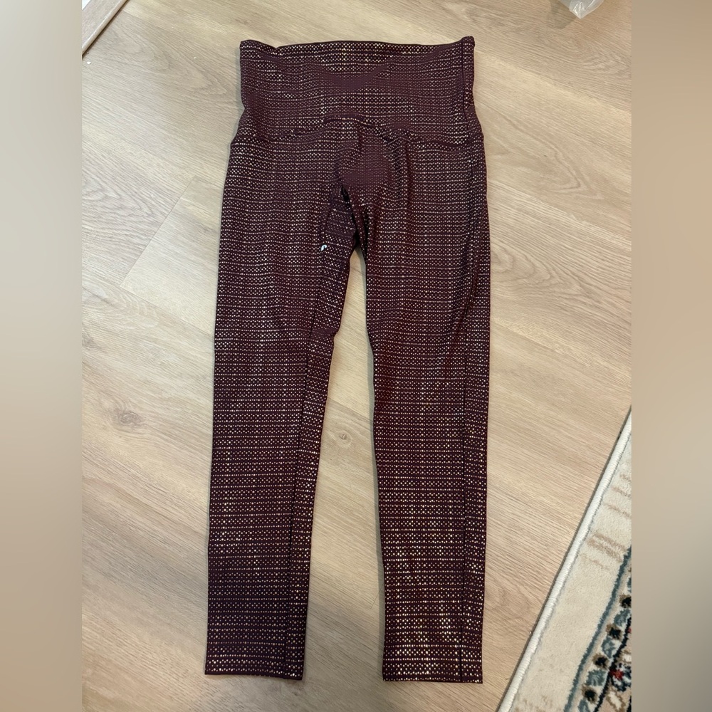 SPANX Maroon Metallic Leggings
